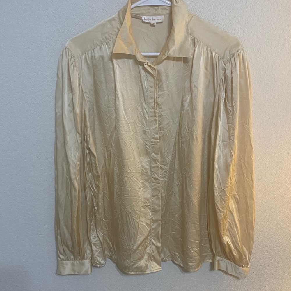 Silk Cream Button-Down Blouse by Betty Hanson